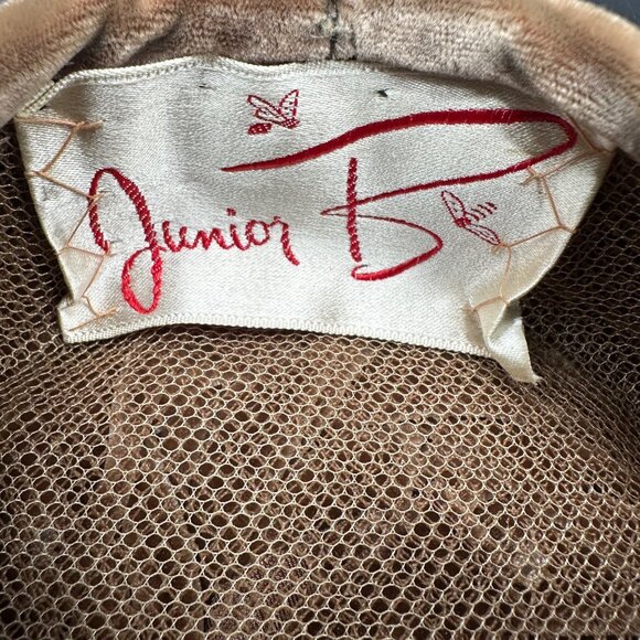 Vintage Pillbox Hat Bow Brown Velvet Junior B Retro Turban Style Mid Century - Picture 7 of 8